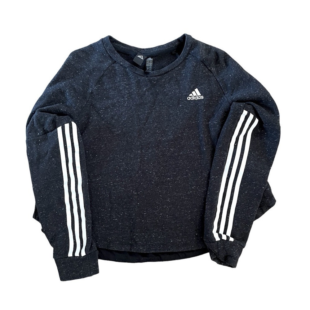Adidas Black Cropped Sweatshirt Pullover Stripes Sport 2 Street Women's M EUC